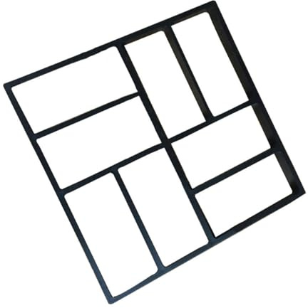 Alipis Moule pour Dalles de Jardin en Plastique Noir 39x39 Cm, 8 Cases pour Pavés en Béton, Créateur de Chemins Diy, Outil Réutilisable pour Aménagement Paysager Extérieur et Allées