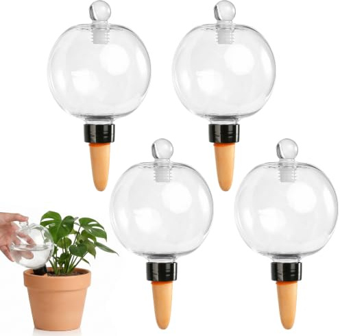 4 stycken bevattningskulor för växter bevattningskula 500 ml vattendispenser växter utomhus växter bevattning semester bevattningskula inomhus från balkong och trädgårdsväxter