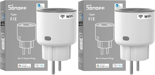 SONOFF S60TPF Enchufe Inteligente Wi-Fi (con Monitoreo Energético),Programar el Encendido/Apagado, Ahorro Energía, Compatible con Alexa y Google Home (Paquete de 2)