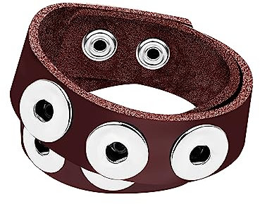 ANDANTE Leder Armband für Chunks Click-Buttons mit Druckknopf-Verschluss (40-45 cm) Dunkel-Braun