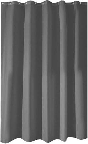 iDesign 14630 Poly badgardiner, långt duschdraperi, tillverkat av polyester, kol
