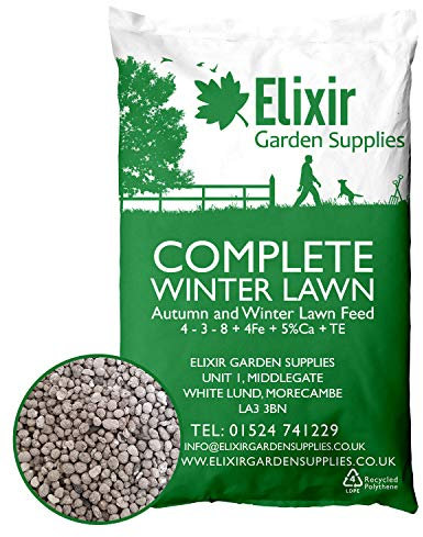 Elixir Gardens COMPLETE Winter Lawn | Autumn and Winter Lawn Food Fertiliser Optimized for British Climate 4-3-8+4Fe+5% Ca+Te | 5kg Treats over 143sqm
