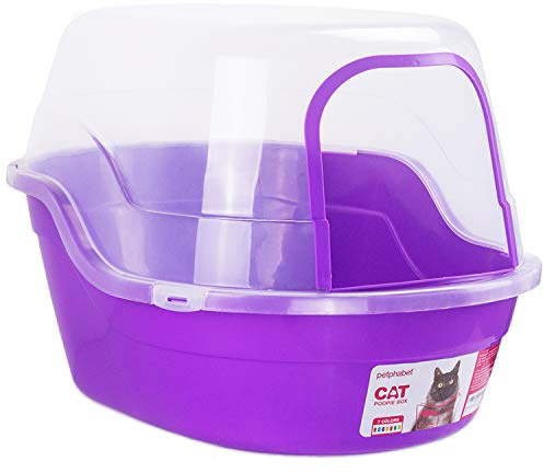 Petphabet Katzentoilette mit Deckel, für bis zu Zwei kleine Katzen gleichzeitig, extra groß, Violett