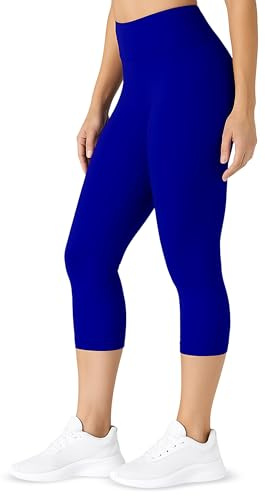 SATINA High Waisted Capri Leggings for Women - Leggings for Women - High Waist for Tummy Control - Royal Blue Capri Leggings for -3 Inch Waistband (One Size, Royal Blue)