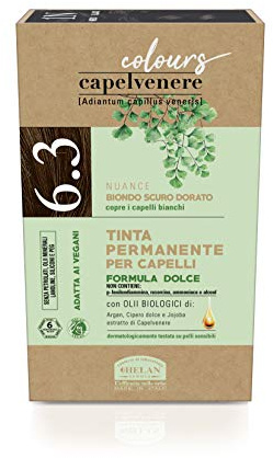 Helan, Capelvenere Colours, Tinta per Capelli Naturale Permanente Formula Dolce 6.3N Biondo Scuro Dorato, Colore Capelli Kit Facile Uso Inodore Ottima Copertura, Tinta Capelli senza Ammoniaca e Alcool