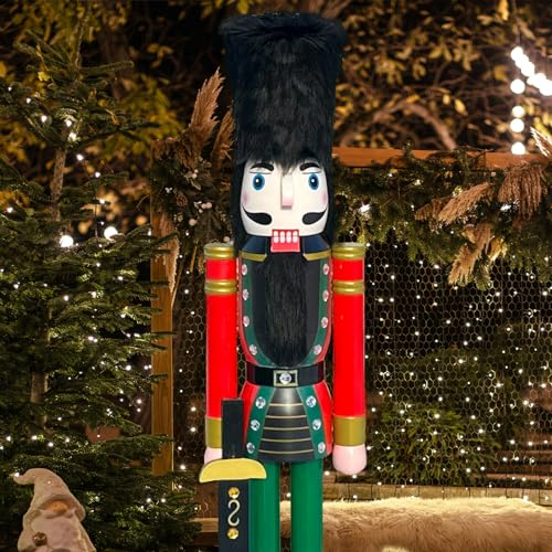 CDL 1,8 m di Altezza Life-Size Christams Nutcracker Large/Gigante Rosso Natalizio in Legno schiaccianoci Soldato Ornamento Natale schiaccianoci Re K06
