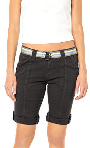 FRESH MADE Damen Bermuda Shorts mit glänzendem Gürtel