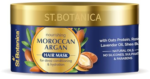 St.Botanica Moroccan Argan Hair Mask, 200ml infused with Moroccan Argan Oil for Deeply Conditioning & Hydrating Dull & Dry Hair