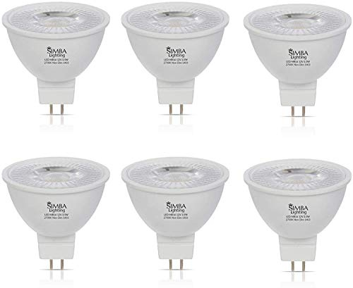 Simba Lighting LED MR16 3.5W 12V Light Bulb (6 Pack) 20W Halogen Spotlight Replacement for Landscape, Accent, Track Lights, Desk Lamps, BAB C, GU5.3 Bipin Base, 2700K Warm White, Not Dimmable