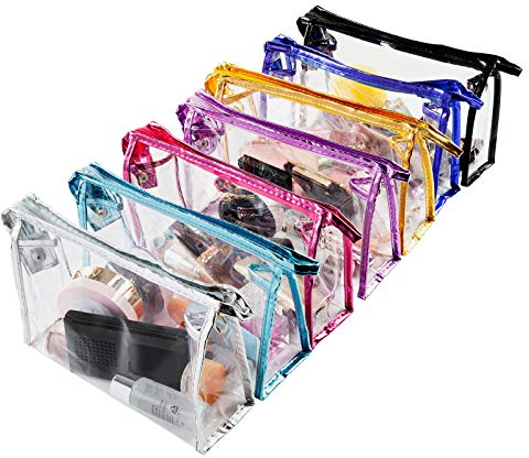 Comius Sharp Sacchetto Cosmetico Impermeabile Trasparente, 7 Pezzi Borsa, Trousse da Viaggio in PVC per Vacanze, Bagno, Pratici (01)