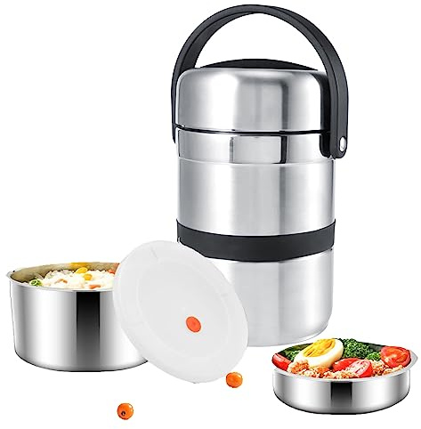 Cocoarm Boîte à Déjeuner Isotherme en Acier Inoxydable, 1,8 L, Multicouche, Chauffe-Aliments