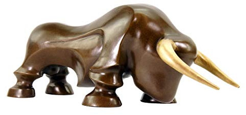 Limitierte Bronzestatue - Moderne Stierfigur - signiert Martin Klein - Stier/Bulle/Börse - Tierskulptur - Bürodeko - Kunst online kaufen - Börsenstier - Innen