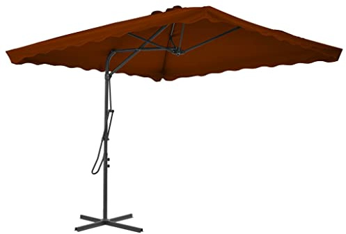 vidaXL Sonnenschirm mit Stahlmast Drehbar Gartenschirm Strandschirm Marktschirm Balkonschirm Ampelschirm Schirm Terracotta-Rot 250x250x230cm