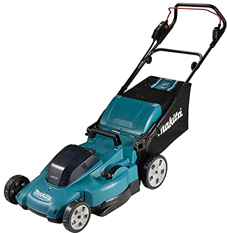 Makita DLM538CT2 Twin 18V (36V) Li-ion LXT 530mm Lawnmower complete with 2 x 5.0 Ah Batteries and Charger, Blue