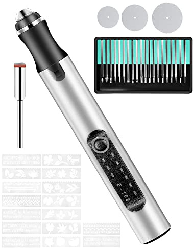 Penna per Incisione Elettrica Kit di Strumento Incisione Senza Fili Ricaricabile USB, Mini Penna Incisore Portatile e Multifunzionale per Incidere Gioielli Plastica Metallo Vetro Leather Fai-Da-Te