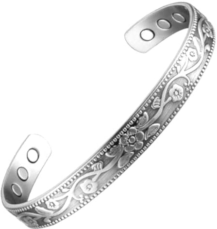 Magnetisches Armband aus Kupfer – Antik-Silber-Finish – Hase, Kupfer Legierter Stahl Silber