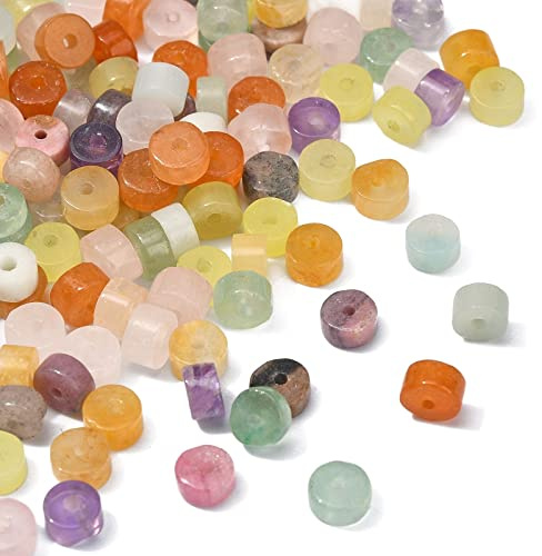 LiQunSweet 200 Pcs 10 Styles Natural Heishi Stone Disc Spacer Beads Flat Round Loose Stone Beads for Bracelet Earrings Necklace Jewelry Making
