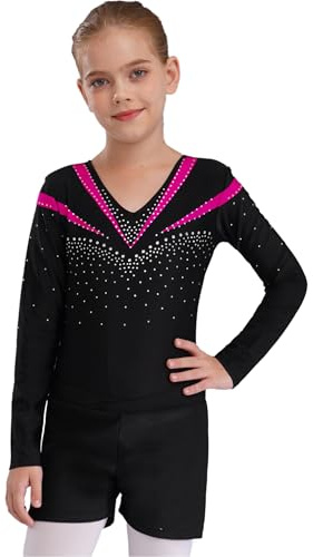 FEESHOW Mädchen Kinder Gymnastikanzug Ballett Gymnastikbody Turntrikot Gymnastikhose Shorts Sport Tanzoutfit Athletic Wettkampf Trainingsanzüge