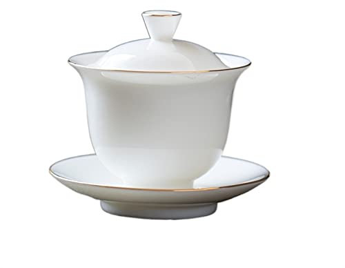 BAtlam Taza de té Taza de té de porcelana blanca Taza de té de cerámica hecha a mano Sopera de té para el hogar Taza de viaje Ceremonia del té chino (Color : C 160ml) (Amarillo, blanco)