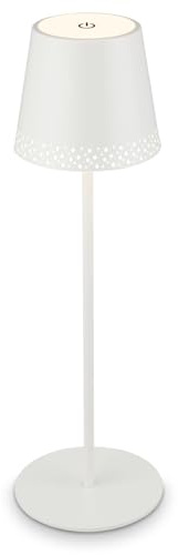 BRILONER - LED Tischlampe kabellos mit Touch, dimmbar in Stufen, höhenverstellbar, Nachttischlampe, Leselampe, LED Lampe, Campinglampe, Tischleuchte, Akkulampe, Outdoorlampe, 38x12 cm, Weiß