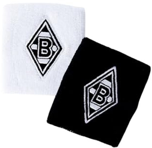 Borussia Mönchengladbach Schweißband 2er Set | Offizieller Fanartikel Fohlenshop | Schwarz und Weiß, Mit Gestickter Raute, Ideal für Sport und Alltag