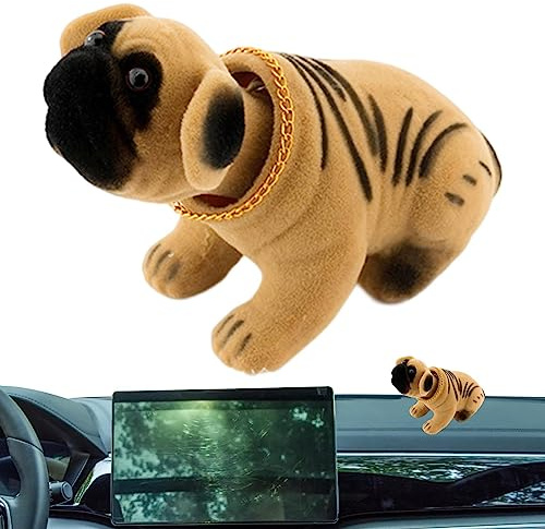 Shaking Head Dog Decor, Bobble-Head Figures Car Ornaments, Portable Car Dashboard Shaking Head Dog, Figurine Simulation Shaking Head Dog Doll Toy, Nodding Dog Ornament for Home Desk Decoration