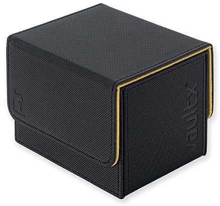 Vault X Caja para Mazo Exo-Tec de Carga Lateral, para 100+ Cartas Coleccionables con Fundas, Tapa Magnética (Negro/Amarillo Eléctrico)