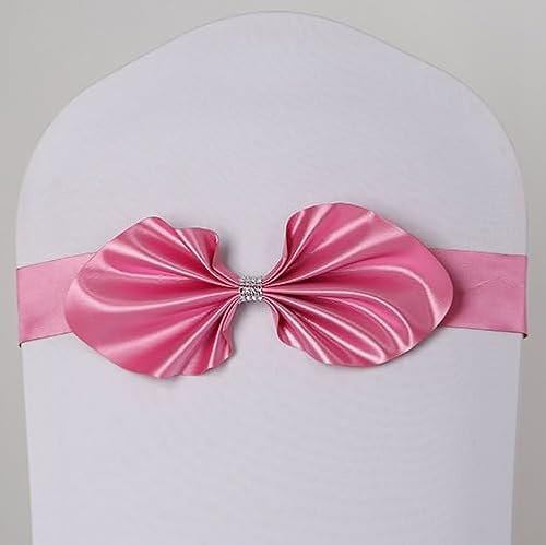 SYSUII 25 Stück Stretch-Stuhlschärpen Partydekoration Satin Stuhlschärpen Stuhlschleifen - Schleife für Stuhlhussen Hochzeit Stuhl Bogen Stuhl Deko für Hochzeit Party Geburtstag Heimdekoration -Rosa