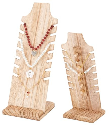 PH PandaHall 7 Slot Espositore per Gioielli Espositore per Collane Cornice in Legno Collana Multipla Busto Catene Vetrina Organizer Supporto per Bracciali Caviglia Negozio, Mocassino 9.9x9.7x25.5cm