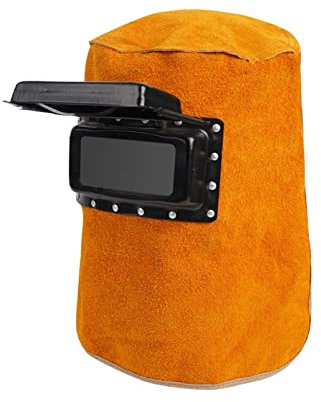 casco de soldadura, máscara de soldadura, Trabajos de soldadura de cuero Casco de soldadura de cuero Máscara Capucha de soldadura resistente al calor Gorro de trabajo for pulir Gorro de soldador Acces
