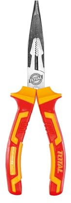 TOTAL - Alicate Aislado - Punta Plana - Cromo Vanadio - Certificado VDE - Ideal para Electricistas y Proyectos Eléctricos - Medida: 160 mm