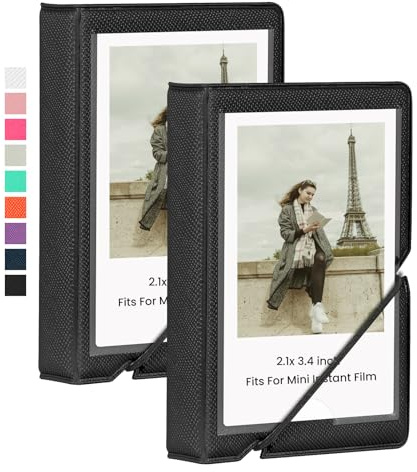 Lifting 2 Pack Mini Photo Album with 28 Pocket 2x3 Inch Pictures Fits for Fujifilm Instax Mini 7s 8 9 11 25 26 40 50s 90 Evo Z2300 Instant Camera, Polaroid Snap,Kpop Photocard Holder (Ink Black)