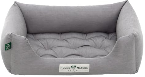 HOUND & NATURE | Orthopädisches Hundebett Zermatt, Hundekörbchen Kleine Hunde mit hohem Rand, Kuscheliges Hundesofa mit Hundekissen waschbar (S - 75x60 cm, Hellgrau)