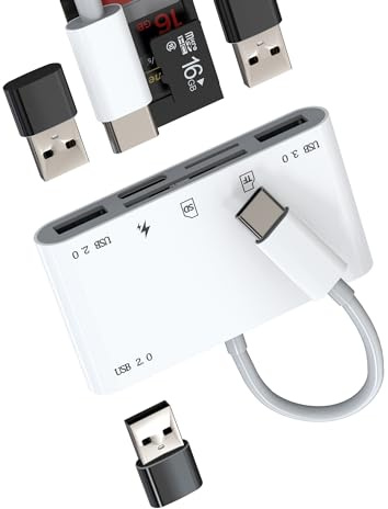 USB C Hub TF Micro SD Card Reader OTG 3.0 Type-C Charger Port Docking Station (6in1)for Apple iPhone15 Pro Max Plus for iPad Air Mini Macbook Compatible for Samsung Adapter Thunderbolt Charging Dongle