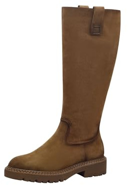 Tamaris Botas de Caña Larga para Mujer, Tacón Cuadrado, Cómodas, Camello, 38 EU