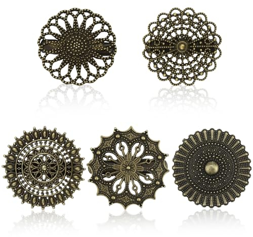 FAELNK 5 Stück Vintage Strickjacke Clip Set Cardigan Clips Damen Runde Vintage Umhang Brosche Schalclip Gold Kragen Kleid Clips Hemd Clips Broschen für Kleidung Vintage