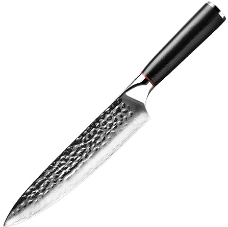 Coltello da chef Damasco Coltello da cucina giapponese da 8 pollici Coltello affilato for affettare Mannaia Santoku Strumento di cottura con manico in legno massello stabile