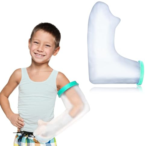 KSJEHW Protezione Gesso Braccio, Impermeabile Gesso Braccio per Bambini Impermeabile Protezione Tenuta Stagna per Mantenere la Ferita e la Benda Asciutte per Braccio, Polso, Mano, Dita(50x35cm)