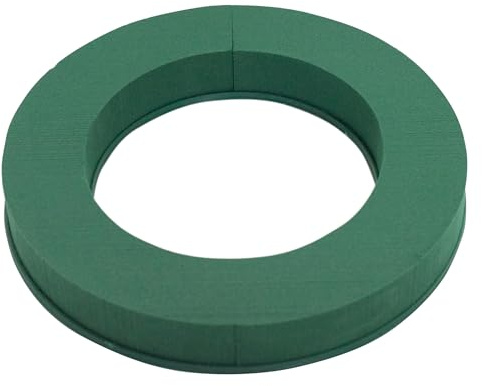 Nass Steckschaum Kranz 30cm mit ringförmiger Plastikunterlage - für Profi Floristen & Hobby Bastler - Frischblumen Steckschwamm Ring - Blumen Steckmasse - Floristik Zubehör & Floristikbedarf - Grün