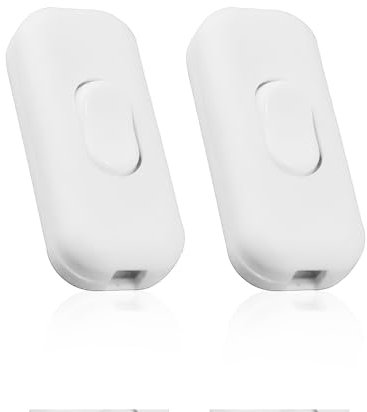 2PCS White Push in Switches, Rocker Switches, Rocker Switches, Cable Switches, Universal Inline Wire Switches, Push in Pull Switches