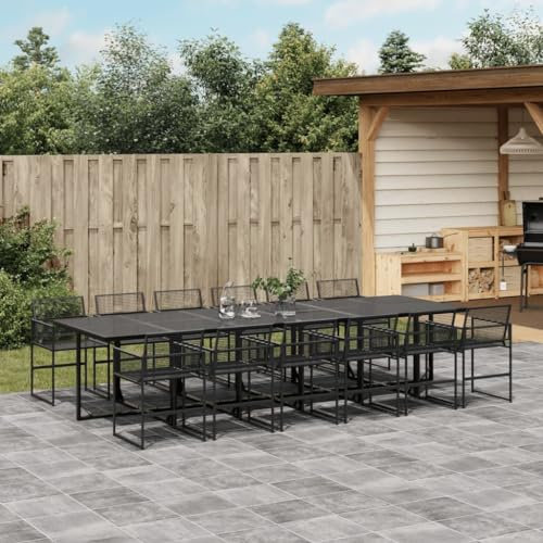 Homgoday Gartenmöbel-Set, 13-teilig, schwarz, aus Polyrattan, Gartenmöbel, Tisch und Stühle für den Außenbereich, Set y