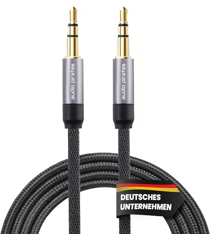 audio pirates Aux Kabel, Audiokabel Klinke auf Klinke – Nylon-geflochtenes 3,5mm Klinkenkabel; kompatibel mit Autoradios, Kopfhörern, Lautsprechern, Smartphones, Laptops; flexibel (1 Pack - 10 Meter)
