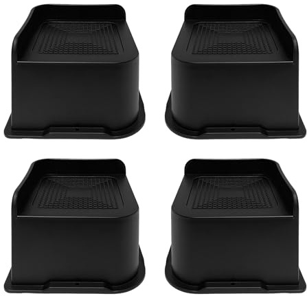lulalula Heavy Duty Bed Risers 4-Pack (4 in) - L-Shape Furniture Leg Extenders for Bed, Sofa, Desk & Chairs | Non-Slip Design, 6000lbs Capacity