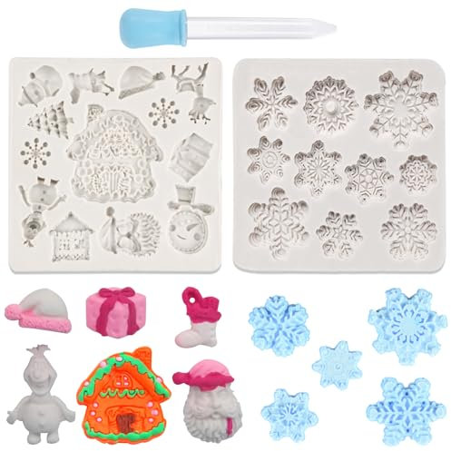 TYXHXTF 2 Stk Weihnachten Silikonform, Weihnachten Süßigkeiten Backform, Weihnachts Schokoladenformen für Torten Fondant Kerzen Weihnachts Kekse Backen