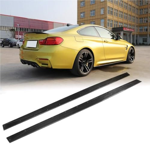 CAOXINZI 2 Stück Auto Seitenschweller Verlängerungen für BMW F80 M3 Sedan F82 M4 Coupe F83 M4 Convertible 2014-2019, Kohlefaser Auto Seitenschweller-Splitter Lippe Kratzfest Schutz Bodykit Zubehör