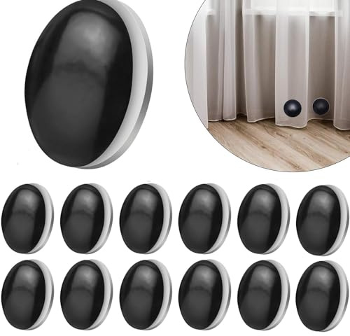 XoeLLe 12 Paia Calamite per Tende, Rotondo Magnetico Tenda Pesi, Pesi per Tende da Interno, Pesi Delle Tende, Pesi per Tende da Doccia con Magneti per Tovaglia, Ristoranti e Sale Conferenze (Nero)