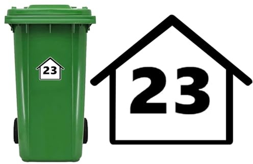 4-Teiliges Set Personalisierte Mülltonnenaufkleber,Wetterfest Aufkleber mülltonne mit Hausnummer und Straßenname,Personalisierte Mülltonnen Aufkleber für Wheelie Bins 140 x 150 mm/150x190mm