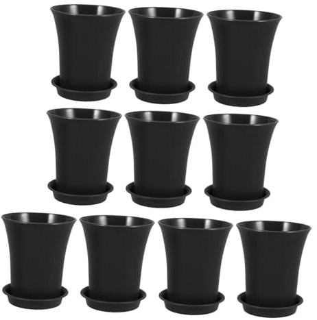 Levemolo 10 Piezas Macetas para Plantas Suculentas Mini de Plástico con Drenaje y Bandeja para Cultivo de Plantas Jardinera Redonda Decorativa Moderna Color Oscuro Unidades