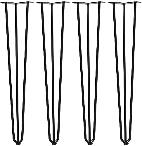 HOMCOM Tischbeine, 4er-Set Tischfüße, Möbelfüße aus Stahl Tischgestell mit Gabel-Design für Couchtisch, Esstisch, Schwarz, 12 x 12 x 72 cm