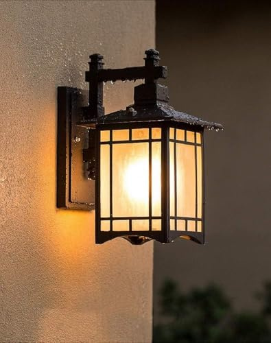 Luce murale retrò retro industriale Spotlight da parete Waterproof Garden Lampada a parete Porta quadrata ingresso retrò retrò a parete per esterni sconce esterno con vetro in cristallo lanterna a